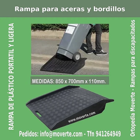Rampa ligera y portátil para aceras y pequeños escalones.