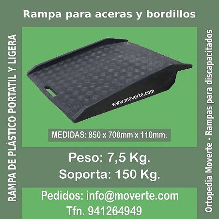 Rampa ligera y portátil para aceras y pequeños escalones.