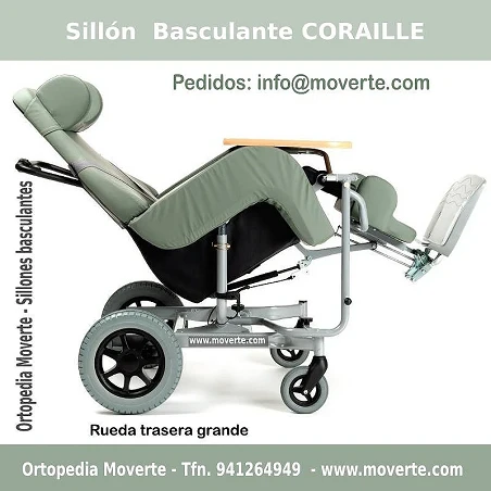 El sillón con ruedas para usar en casa y en exteriores.