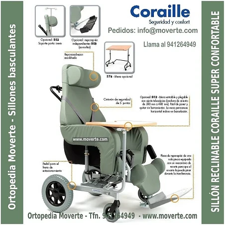 El sillón con ruedas para usar en casa y en exteriores.