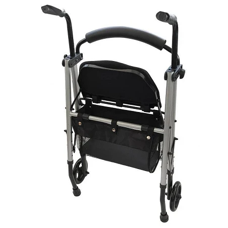 Andador con asiento regulable y cesta