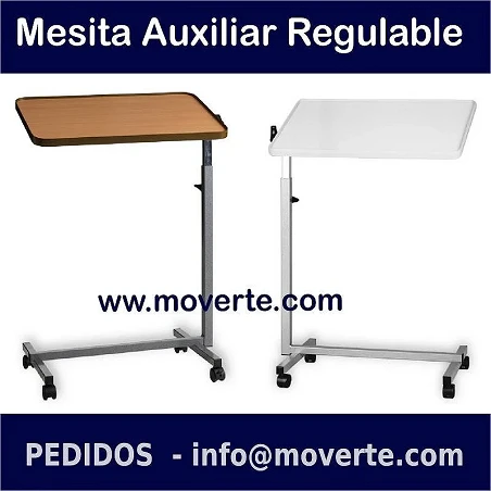 Mesita auxiliar regulable y basculante  marrón o blanca