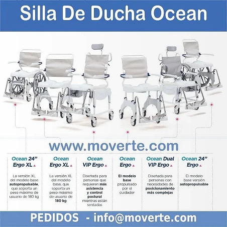 Ocean Ergo - silla estándar, 4 ruedas con freno