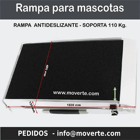 Rampa para perros plegable aluminio antideslizante 244x38x5cm.