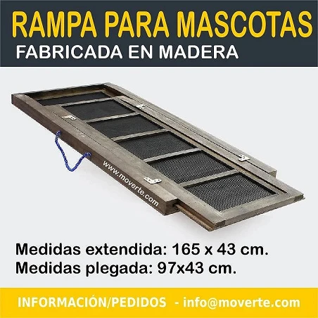 Rampa perros madera antideslizante 165x43cm