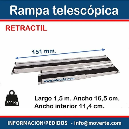 Rampa telescopica ruedas retratil de 1.51 m silla ruedas