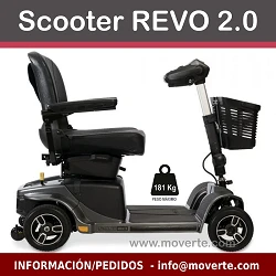 Scooter eléctrico con suspensión para obesos Revo 2.0 soporta 181 Kg. color negro
