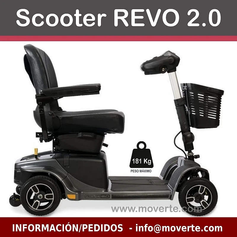 Scooter eléctrico con suspensión para obesos Revo 2.0 soporta 181 Kg. color negro