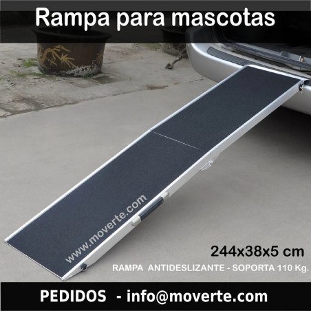 Rampa para perros plegable aluminio antideslizante 244x38x5cm.