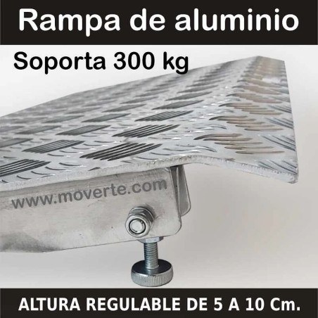 Rampa de acceso regulable en altura de 5 a 10 cm. Medida 72 x 41 Cm.