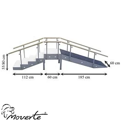 MEDIDAS ESCALERA CON RAMPA METÁLICA 5 ESCALONES CON PASAMANOS REGULABLE EN ALTURA