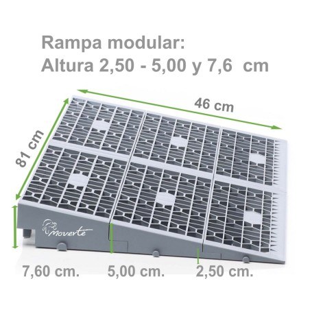 Medidas rampa modular 3 alturas 2,50 cm.-5,00 cm y 7,6 cm. ortopedia moverte