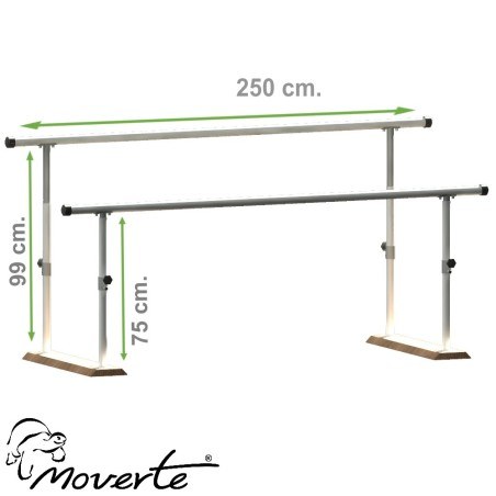 Paralela 2,5 m. plegable, regulable en altura, base de madera