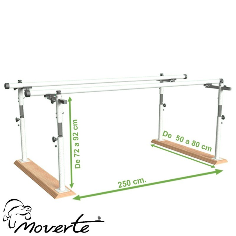 Paralela de 2,5 m. plegable. Regulable en altura y anchura.