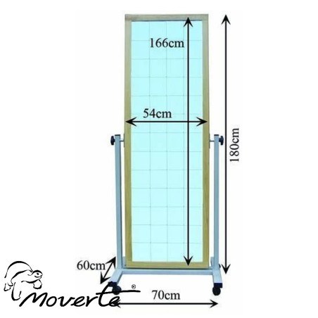 Medidas espejo abatible con ruedas, luna cuadriculada y asideros