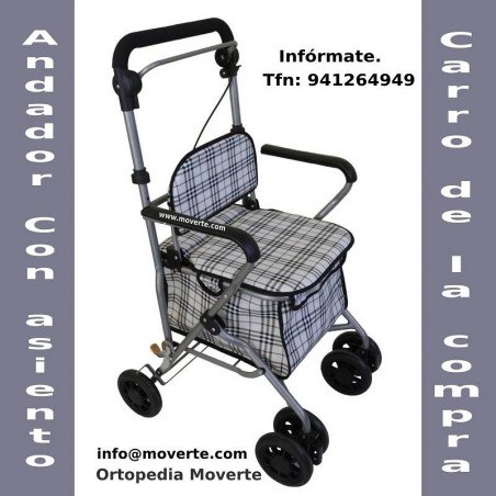 Andador carro de la compra con apoyabrazos