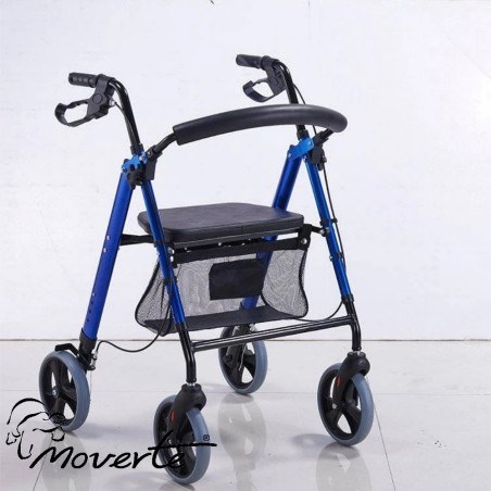 Rollator con frenos, regulable en altura Azul