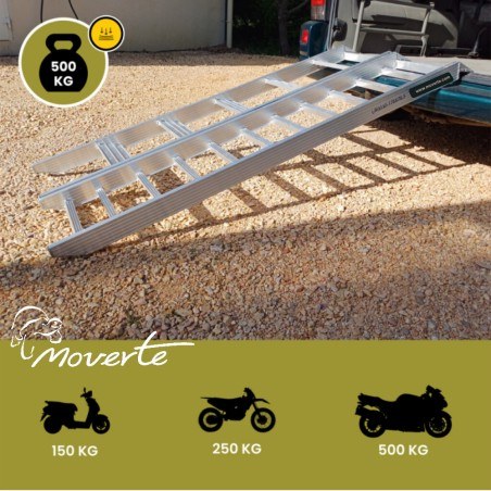 Rampa plegable para motos 180 cm.  Soporta 500 Kg.
