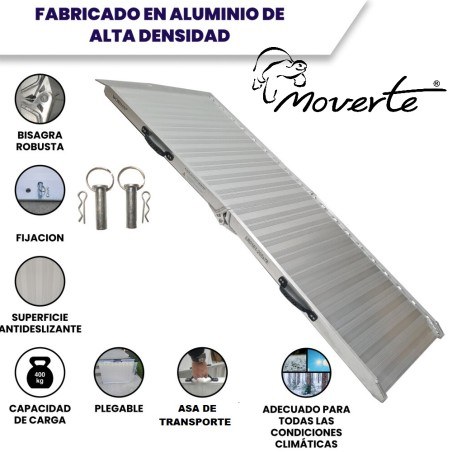 Rampa de aluminio 2 m. plegable. Soporta 400 Kg.