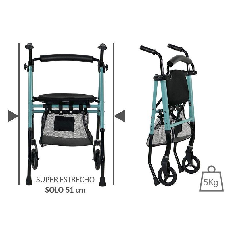 Andador de aluminio ligero, super estrecho y plegable Zen moverte