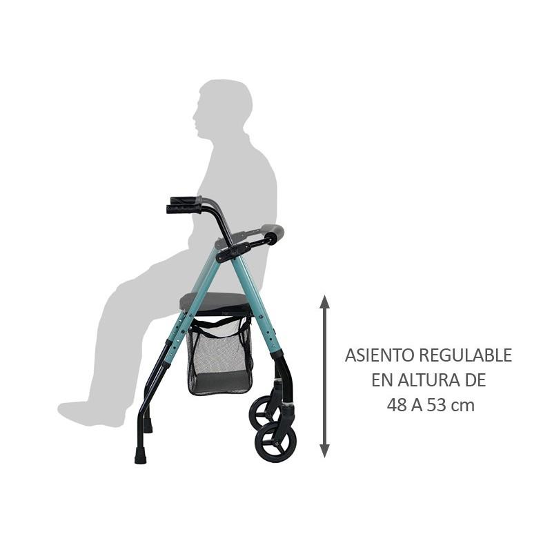 Andador de aluminio Zen plegable y regulable en altura soporta hasta 100 kg moverte