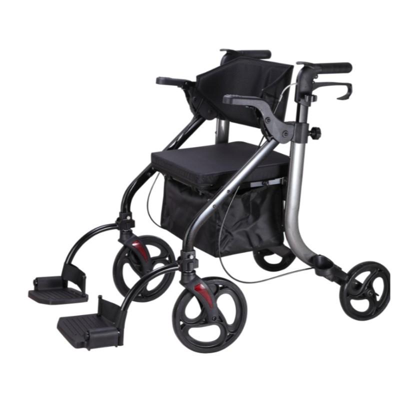 Silla de ruedas plegable + rollator de aluminio