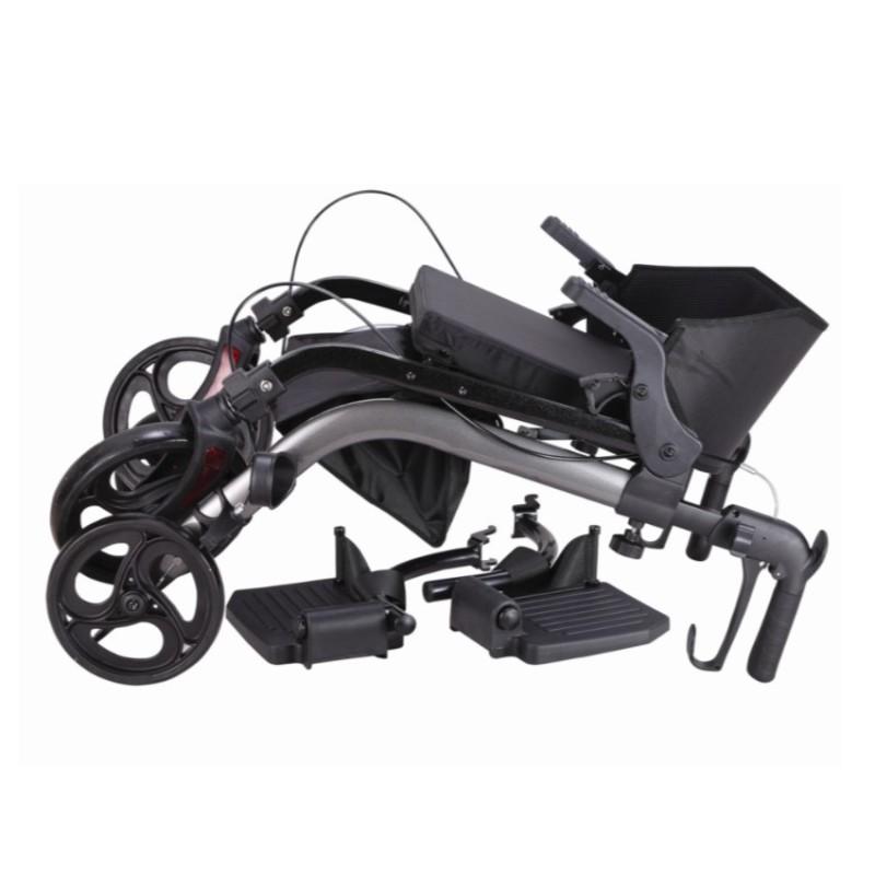 Rollator + silla de ruedas plegable de aluminio