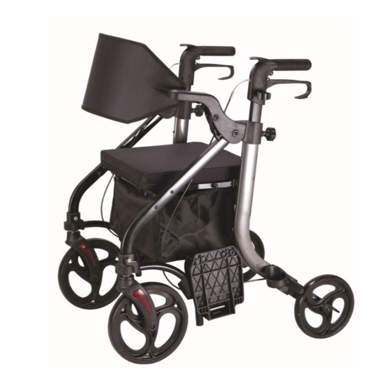 Rollator + silla de ruedas plegable de aluminio