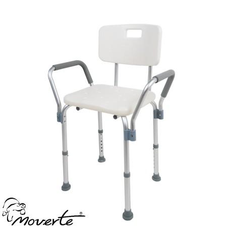 Banqueta de ducha de aluminio con respaldo y asideros moverte.addisnetwork.es 