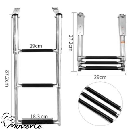 Medidas escalera telescópica de acero inoxidable para barco o piscina moverte.addisnetwork.es