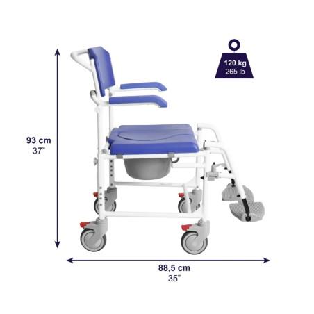 Silla de ducha y wc de ruedas pequeñas con inodoro moverte.addisnetwork.es 