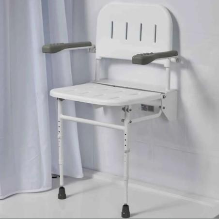 Asiento abatible de ducha con respaldo y reposabrazos moverte.addisnetwork.es 