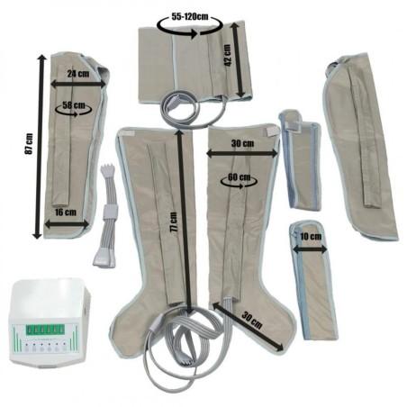Accesorios con medidas del equipo de presoterapia 4 salidas