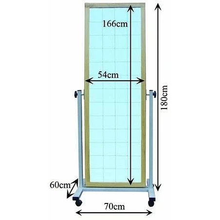 Espejo abatible con ruedas y luna cuadriculada