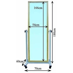 Espejo abatible y móvil con luna lisa y ruedas