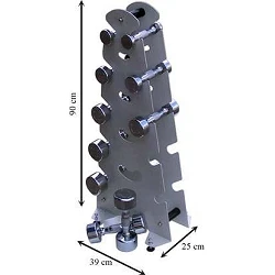 Medidas soporte metálico para 5 mancuernas