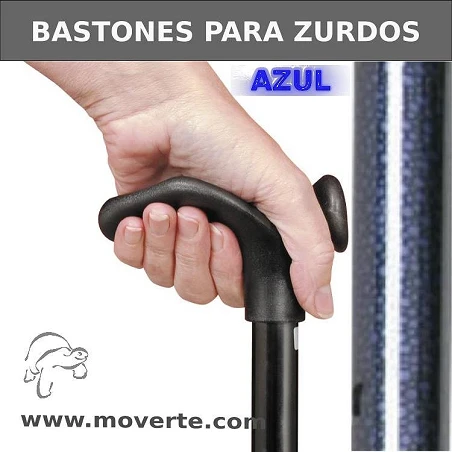 Bastón Zurdos plegable y ajustable de empuñadura confort. Negro