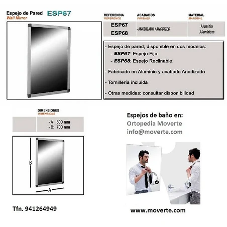 Espejo de baño  de pared fijo