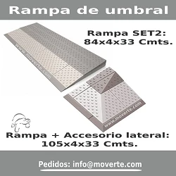 Rampa de umbral modular 2 capas 8x33 cm.Alto 4 cm.