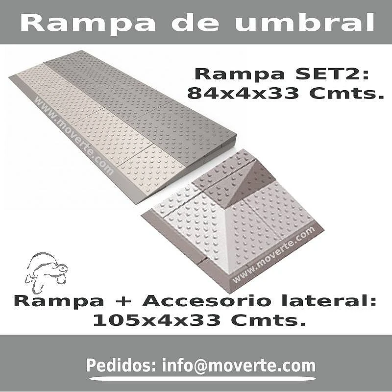 Rampa de umbral modular 2 capas 8x33 cm.Alto 4 cm.