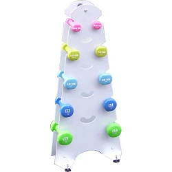 Juego de mancuernas de colores de 1 a 5 kg con soporte metálico